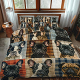 Plaid francuski buldog set posteljine od 3 dela