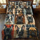 Plaid francuski buldog set posteljine od 3 dela